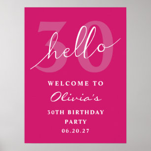 Póster Hola 30 Audaz Typografía Bienvenida a cumpleaños H