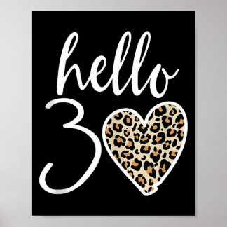 Póster Hola 30 Regalos Corazón Leopardo 30 Años Fiesta 30
