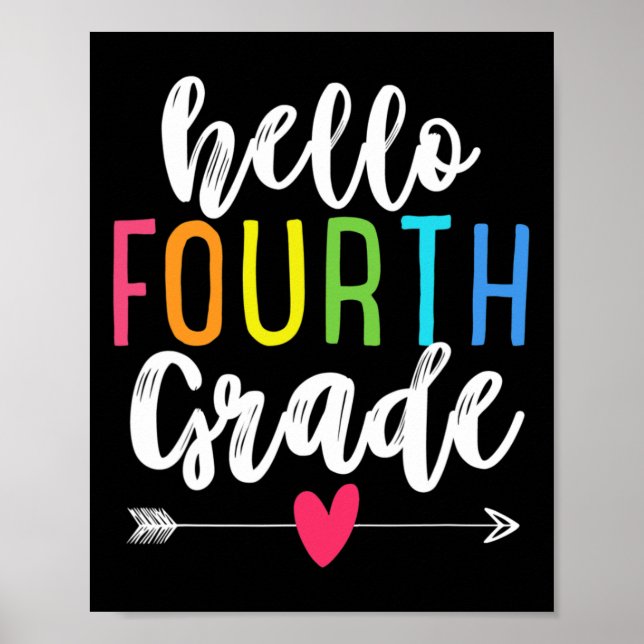 Póster Hola, 4º Grado De Vuelta A La Escuela Divertidos N (Frente)