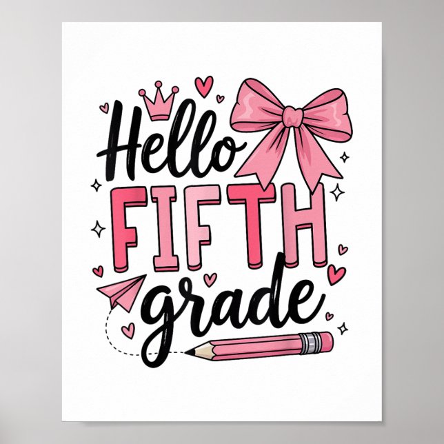 Póster Hola A Quinto Grado Primer Día De La Escuela Coque (Frente)