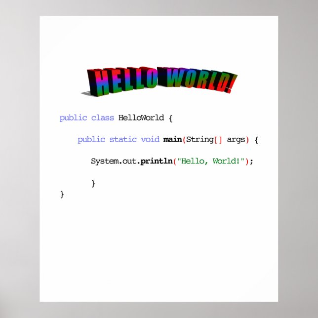 Póster Hola a todos los geek del mundo saludo Java (Frente)