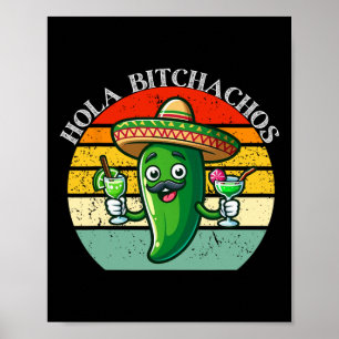 Póster Hola Achos Funny Jalapeno Mexicano Cinco De Mayo M