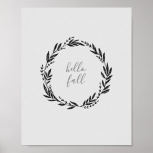 Póster Hola Caída Bienvenida Wreath Pintado Otoño