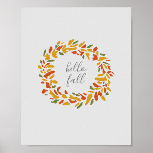 Póster Hola Caída Bienvenida Wreath Pintado Otoño