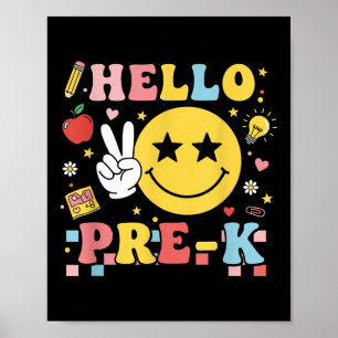 Póster Hola Camisa Pre-k Para Niños Maestros Niños Chicas