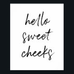 Póster Hola Cheek Sweek Funny Toilet Baño<br><div class="desc">¡Hola,  mejillas dulces! Un divertido letrero de inodoros,  perfecto para tu cuarto de baño.</div>