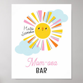 Póster Hola Chica Sunshine Baby Shower Poster de bar Mom-