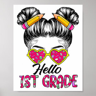 Póster Hola Chicas De 1er Grado Pelo Despeinado De Regres