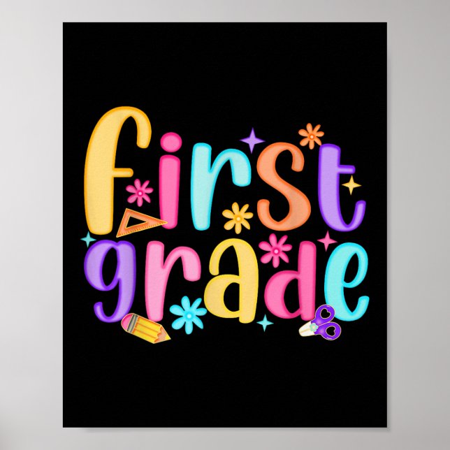 Póster Hola Chicas de primer grado de profesores niños pr (Frente)