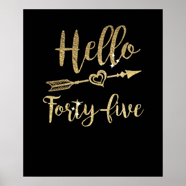 Póster Hola Cuarenta y cinco Cumpleaños 45 (Frente)