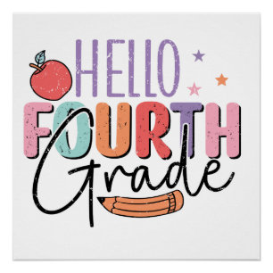 Póster Hola, cuarto grado de vuelta a la escuela