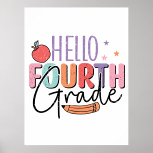Póster Hola, cuarto grado de vuelta a la escuela