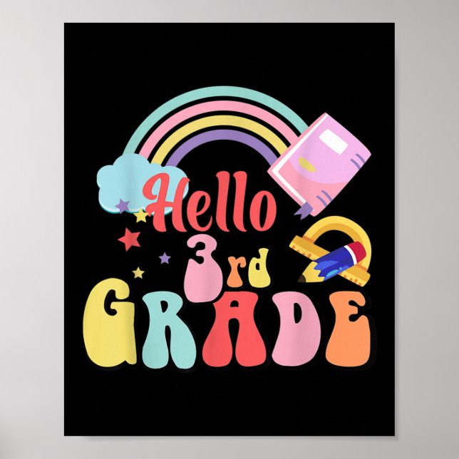 Póster Hola cuarto profesor de tercer grado primer día de (Frente)