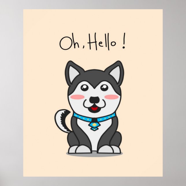 Póster ¡Hola! Cute Husky | Funny Personalizado Husky Love (Frente)