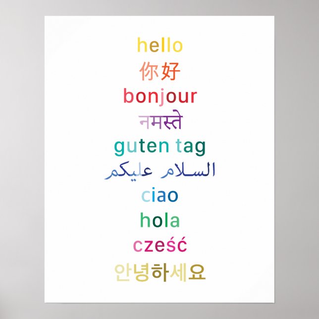Póster "Hola" de todo el mundo - Poster 16x20 (Frente)