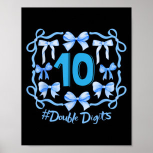Póster Hola Diez Dígitos Dobles Cute Coquette Bow 10th Bi