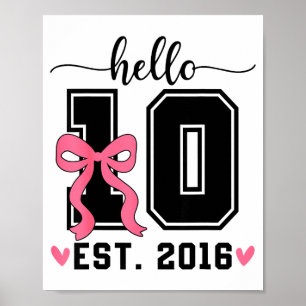 Póster Hola diez est 2016 arco cumpleaños 10 doble dígito