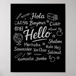 Póster Hola En Diferentes Idiomas Viaje Vacaciones Esl T