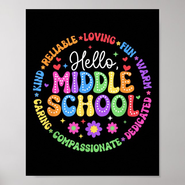 Póster Hola Equipo de Escuela Media Groovy Primer Día de  (Frente)