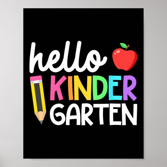 Póster Hola, equipo de kindergarten, Kinder, vuelve a la  (Frente)