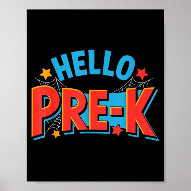Póster Hola equipo de pre-k preescolar araña de vuelta a  (Frente)