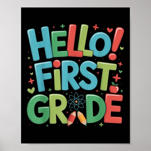 Póster Hola equipo de primer grado 1er grado de vuelta al (Frente)