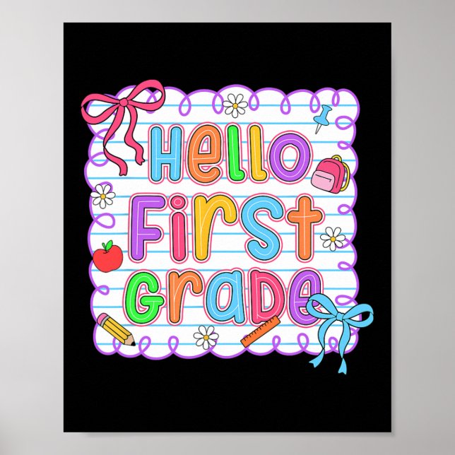Póster Hola equipo de primer grado 1er grado de vuelta al (Frente)