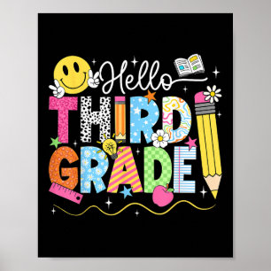 Póster Hola Equipo De Tercer Grado De Vuelta A La Escuela