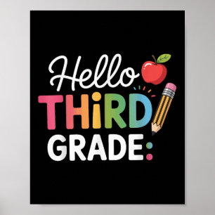 Póster Hola Equipo De Tercer Grado De Vuelta A La Escuela
