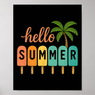 Póster Hola Gif de vacaciones de verano en la playa helad