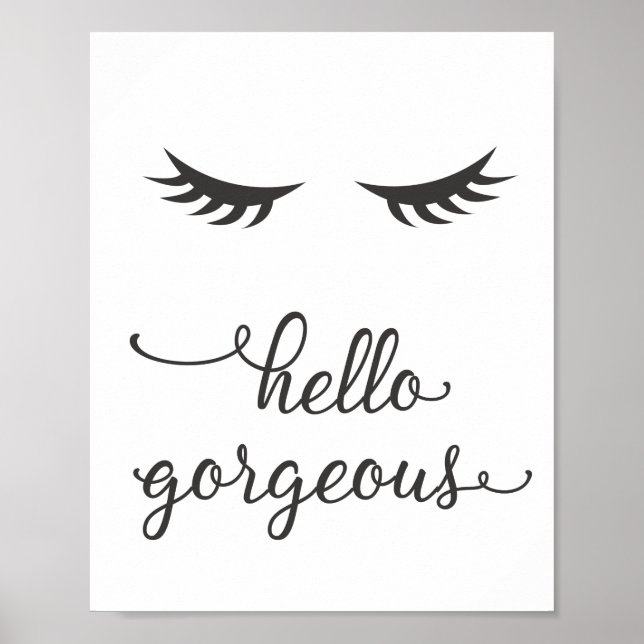 Póster Hola Gorgeous (pestañas) en gris oscuro (Frente)