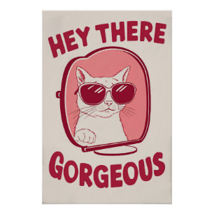 Póster Hola, Gorgoso - Gato divertido con gafas de sol