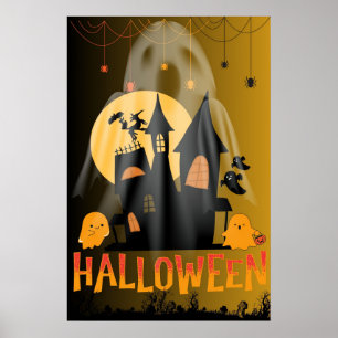 Póster Hola Halloween, Cute y Horror Gráfico de Boo