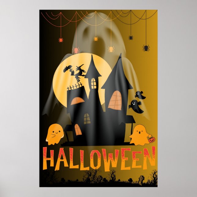 Póster Hola Halloween, Cute y Horror Gráfico de Boo (Frente)