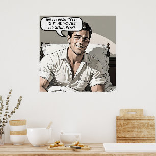 Póster Hola hermosa Poster de cómic romántica de los años