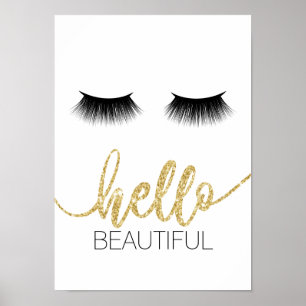 Póster Hola Hermosa Sala Moderna De Guiones De Oro