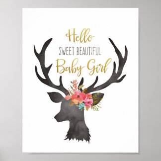 Póster Hola, Hermosas Flores De Cabeza De Cerveza Bebé