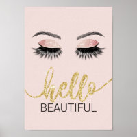 Hola Hermoso Salón de Tipografía de Oro Lashes