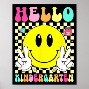 Póster Hola jardín de infantes sonrisa retro cara de vuel