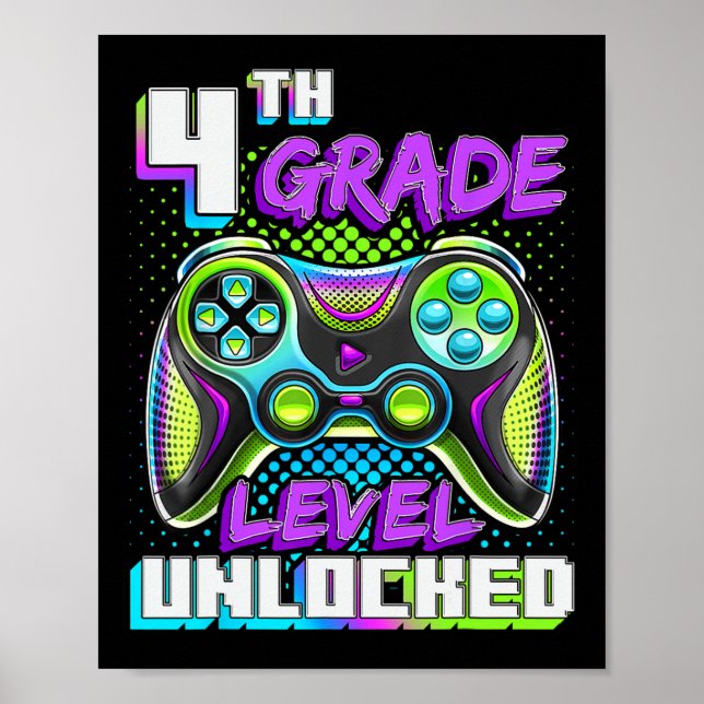 Póster Hola Juego de Video Desbloqueado de Nivel de 4to G (Frente)