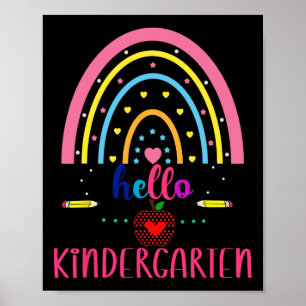 Póster Hola Kindergarten Arcoíris Primer Día De vuelta al
