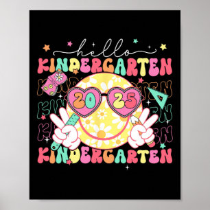 Póster Hola Kindergarten Cara Sonriente De Vuelta A La Es