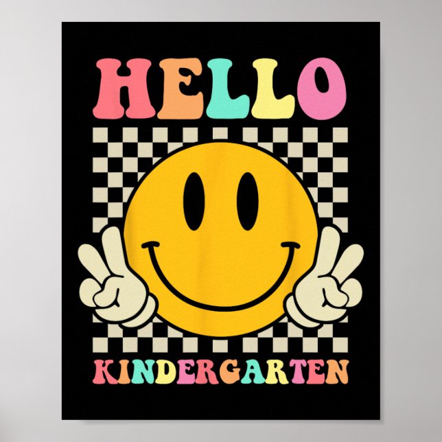 Póster Hola Kindergarten De Vuelta A School Groovy Teache (Frente)