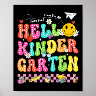 Póster Hola Kindergarten Sonríe Cara De Vuelta A La Escue