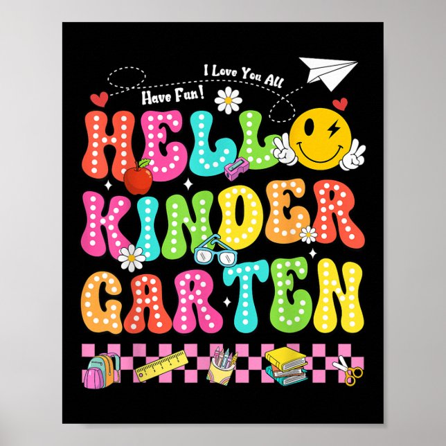 Póster Hola Kindergarten Sonríe Cara De Vuelta A La Escue (Frente)