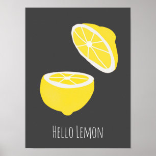 Póster Hola Lemon, fruta amarilla moderna