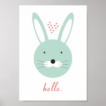 'Hola' lindo poster de conejo