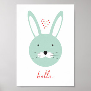 Póster 'Hola' lindo poster de conejo
