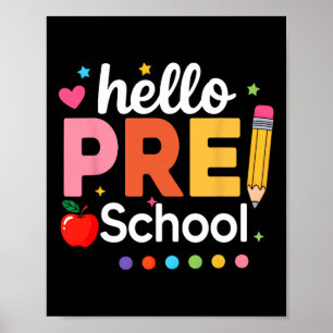 Póster Hola Maestra Preescolar Equipo De Niños Pre-k Pre