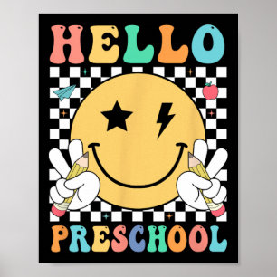 Póster Hola Maestra Preescolar Equipo De Niños Pre-k Pre
